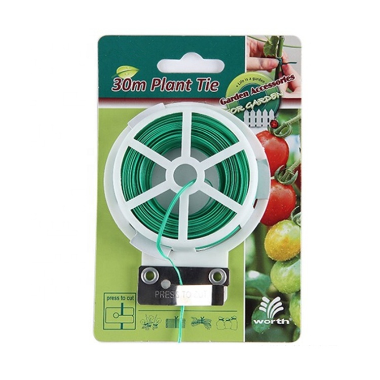 Gartenkabel 30/50/100 m Pflanzen-Twist Tie mit Cutter Robuster grüner beschichteter Draht für Gartenarbeit Home Office Wiederverwendbares Drahtkabel